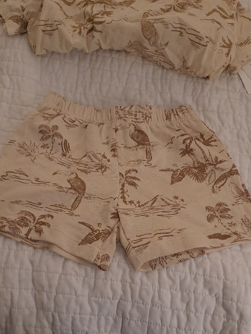 Grayson Mini Cream Tropical Bird Print Kids Short Set - Picture 11 of 11